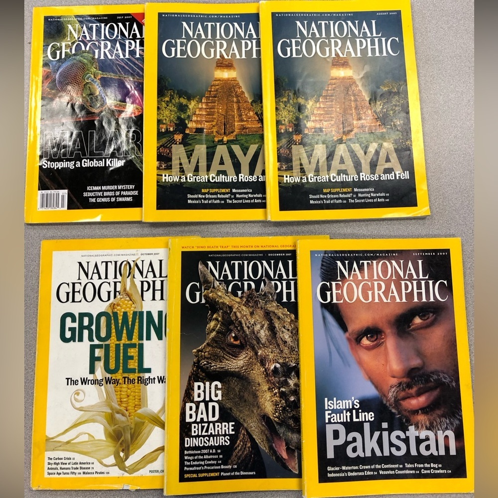 Lot of 6 National Geographic Magazines 2007